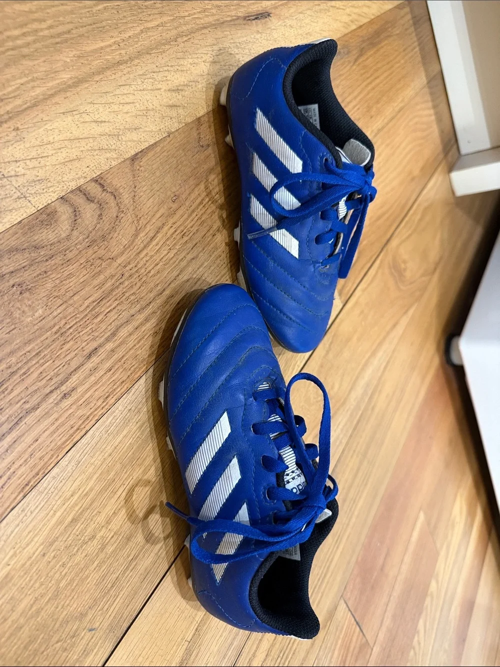 adidas Kids Blue Soccer Sneakers with White Stripes